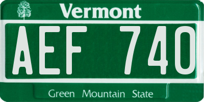 VT license plate AEF740