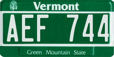 VT license plate AEF744