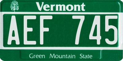 VT license plate AEF745