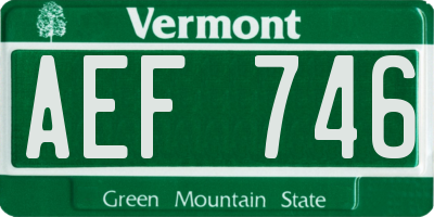 VT license plate AEF746