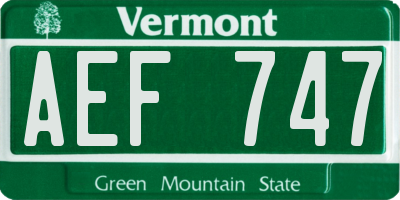 VT license plate AEF747