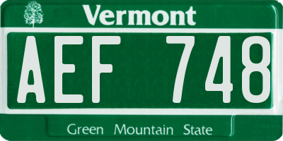 VT license plate AEF748