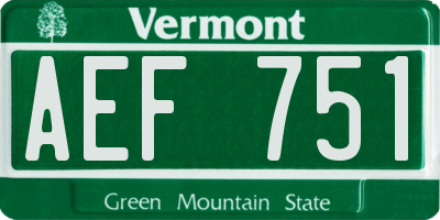 VT license plate AEF751