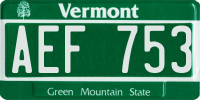 VT license plate AEF753