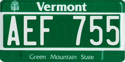 VT license plate AEF755