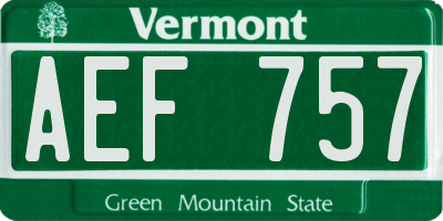 VT license plate AEF757