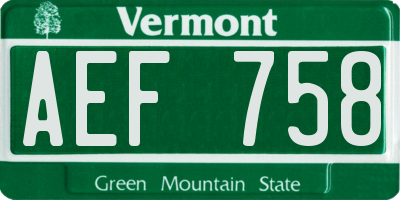 VT license plate AEF758