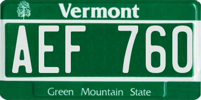 VT license plate AEF760