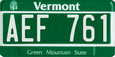 VT license plate AEF761