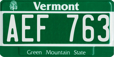 VT license plate AEF763