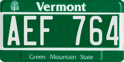 VT license plate AEF764