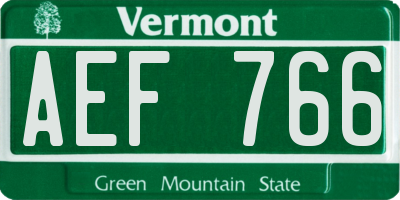 VT license plate AEF766