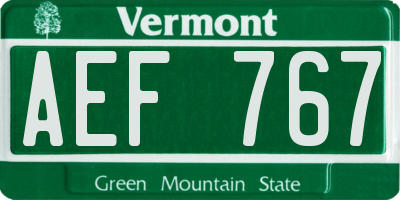 VT license plate AEF767
