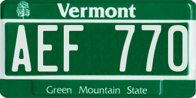 VT license plate AEF770