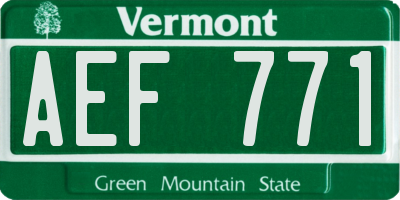 VT license plate AEF771