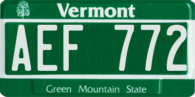 VT license plate AEF772