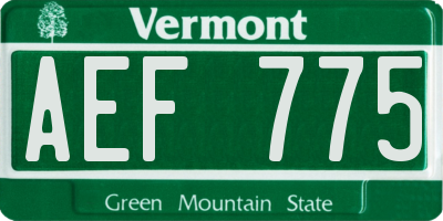 VT license plate AEF775