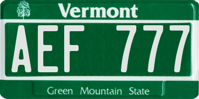 VT license plate AEF777
