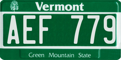 VT license plate AEF779