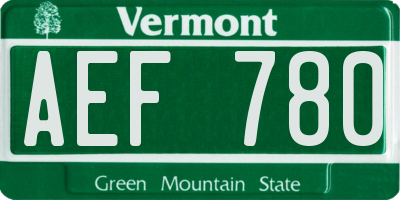 VT license plate AEF780