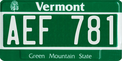 VT license plate AEF781