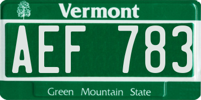 VT license plate AEF783