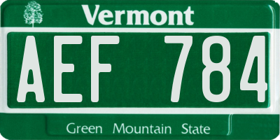 VT license plate AEF784