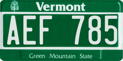 VT license plate AEF785