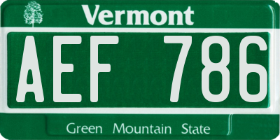 VT license plate AEF786