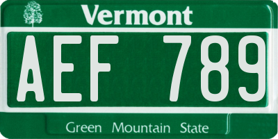 VT license plate AEF789