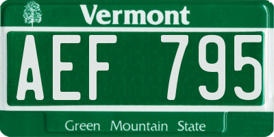 VT license plate AEF795