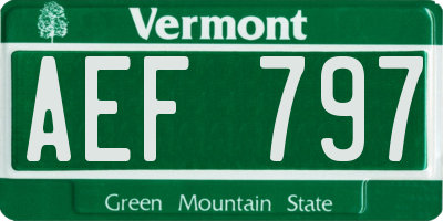 VT license plate AEF797