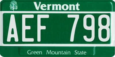 VT license plate AEF798