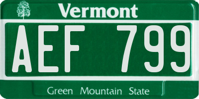 VT license plate AEF799