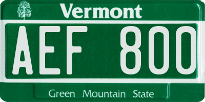 VT license plate AEF800