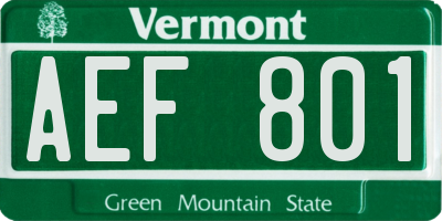 VT license plate AEF801