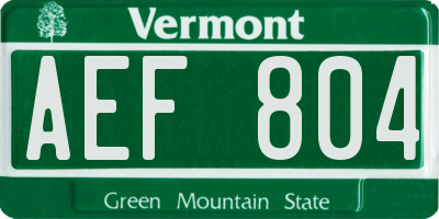 VT license plate AEF804