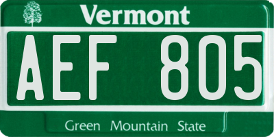 VT license plate AEF805