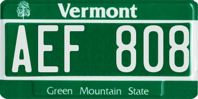 VT license plate AEF808