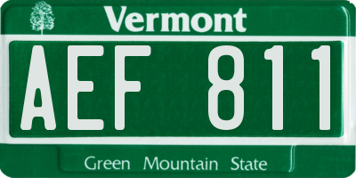 VT license plate AEF811