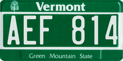 VT license plate AEF814