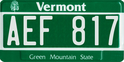 VT license plate AEF817