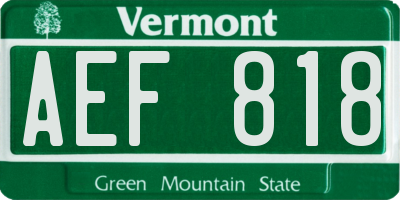 VT license plate AEF818