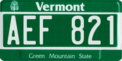 VT license plate AEF821
