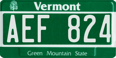 VT license plate AEF824