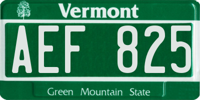 VT license plate AEF825