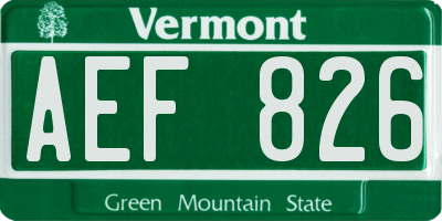 VT license plate AEF826