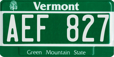 VT license plate AEF827