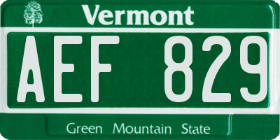 VT license plate AEF829