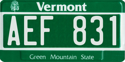 VT license plate AEF831